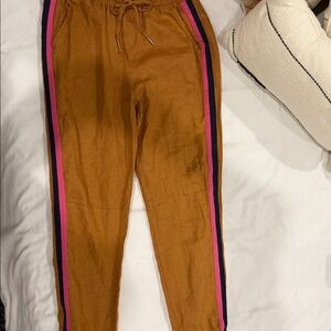 Women’s Brown Joggers with Pink & Black Side Stripes